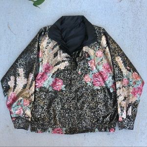 Vintage Floral Zip Up Track Suit Jacket